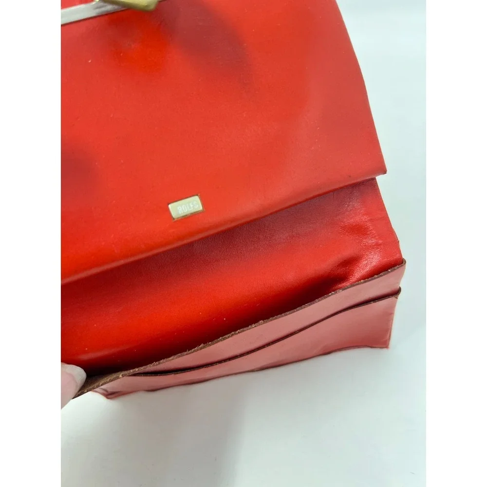 Vintage Rolfs Red Leather Wallet Coin Purse With Kiss Lock